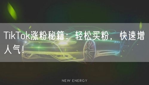 TikTok涨粉秘籍：轻松买粉，快速增人气！