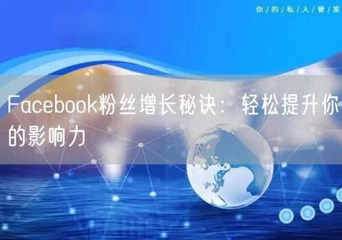 Facebook粉丝增长秘诀：轻松提升你的影响力