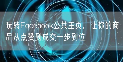 玩转Facebook公共主页，让你的商品从点赞到成交一步到位