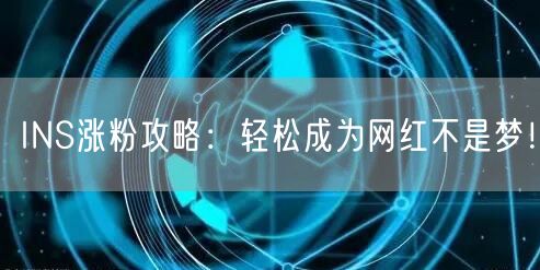 INS涨粉攻略：轻松成为网红不是梦！