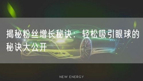 揭秘粉丝增长秘诀：轻松吸引眼球的秘诀大公开