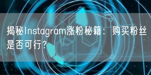 揭秘Instagram涨粉秘籍：购买粉丝是否可行？