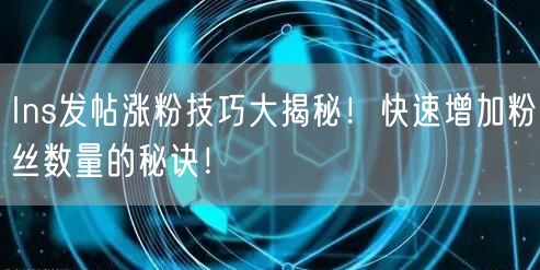 Ins发帖涨粉技巧大揭秘！快速增加粉丝数量的秘诀！