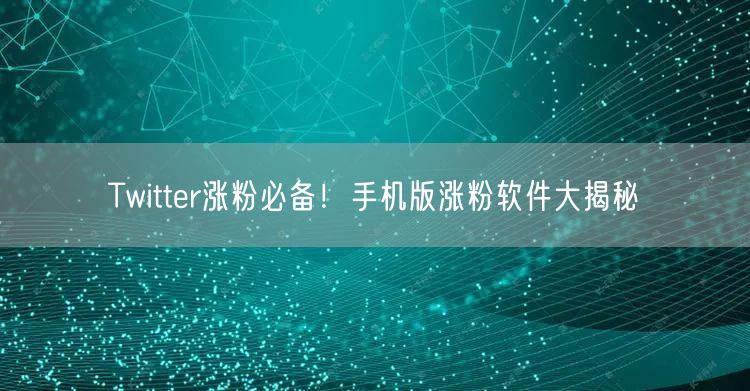 Twitter涨粉必备！手机版涨粉软件大揭秘