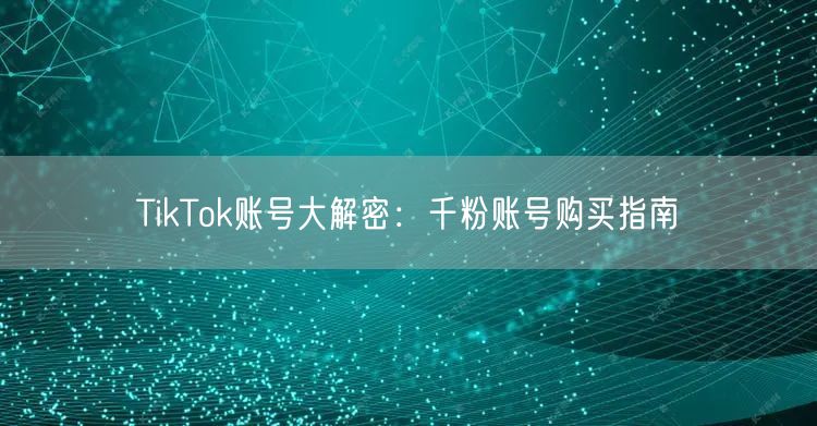 TikTok账号大解密：千粉账号购买指南