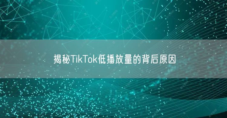 揭秘TikTok低播放量的背后原因