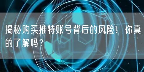 揭秘购买推特账号背后的风险！你真的了解吗？