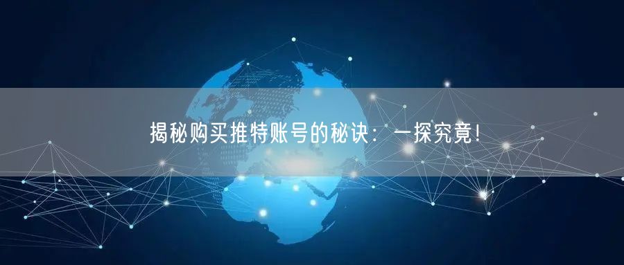 揭秘购买推特账号的秘诀：一探究竟！