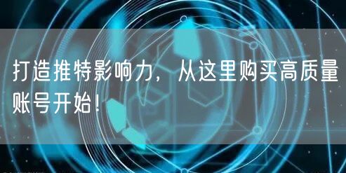 打造推特影响力，从这里购买高质量账号开始！