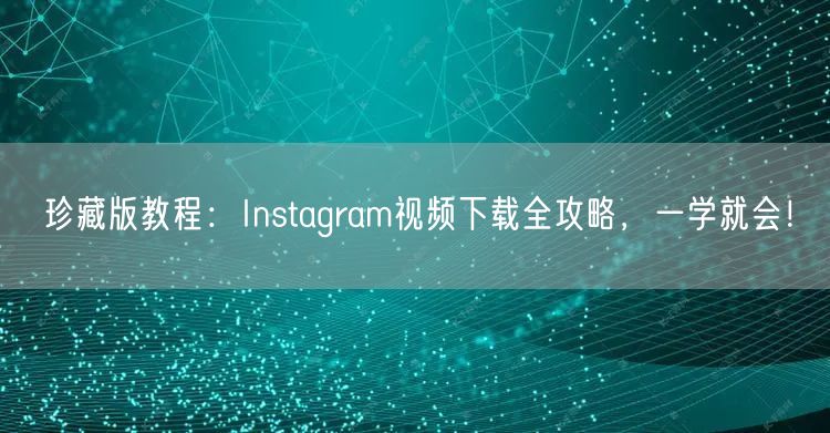 珍藏版教程:Instagram视频下载全攻略,一学就会!