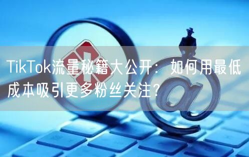 TikTok流量秘籍大公开：如何用最低成本吸引更多粉丝关注？