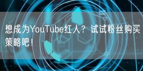 想成为YouTube红人？试试粉丝购买策