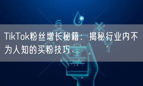 TikTok粉丝增长秘籍：揭秘行业内不为人知的买粉技巧