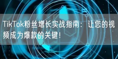 TikTok粉丝增长实战指南：让您的视频成为爆款的关键！
