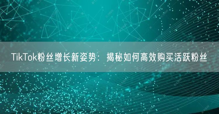 TikTok粉丝增长新姿势：揭秘如何高效购买活跃粉丝