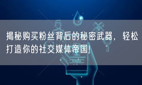 揭秘购买粉丝背后的秘密武器，轻松打造你的社交媒体帝国!