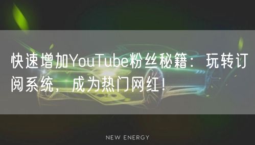 快速增加YouTube粉丝秘籍：玩转订阅系统，成为热门网红！