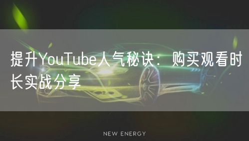 提升YouTube人气秘诀：购买观看时长实战分享