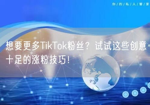 想要更多TikTok粉丝？试试这些创意十足的涨粉技巧！