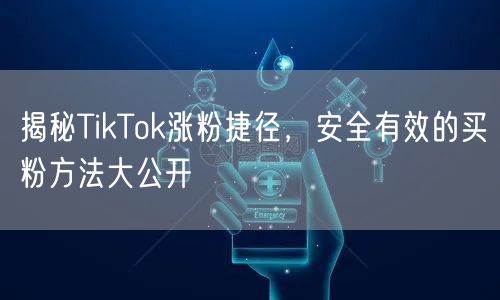 揭秘TikTok涨粉捷径，安全有效的买粉方法大公开