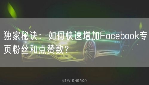 独家秘诀：如何快速增加Facebook专页粉丝和点赞数？