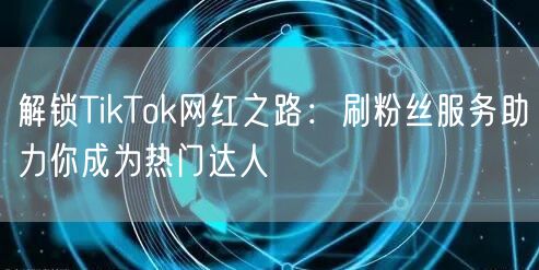 解锁TikTok网红之路：刷粉丝服务助力你成为热门达人